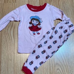 Raggedy Ann Pajamas Set Long Sleeve Pink Red Toddler Girl 12-18‎ months